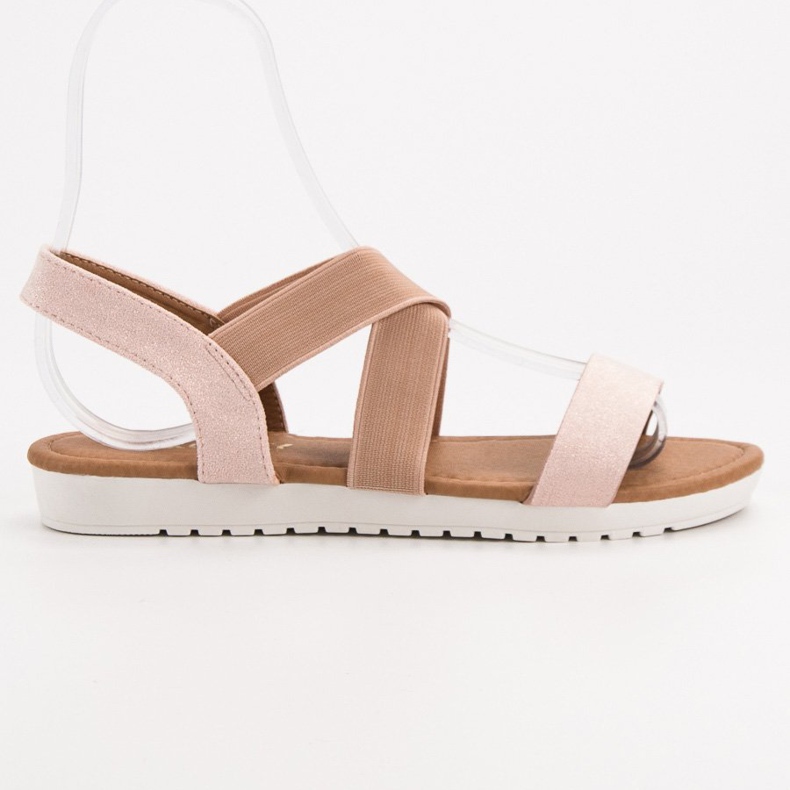 EXQUILY Comodi sandali con elastico rosa