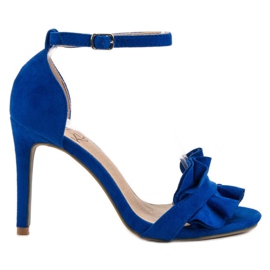Kylie Sandali con tacco alto con volant blu