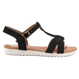 EXQUILY Sandali classici in pelle scamosciata nero
