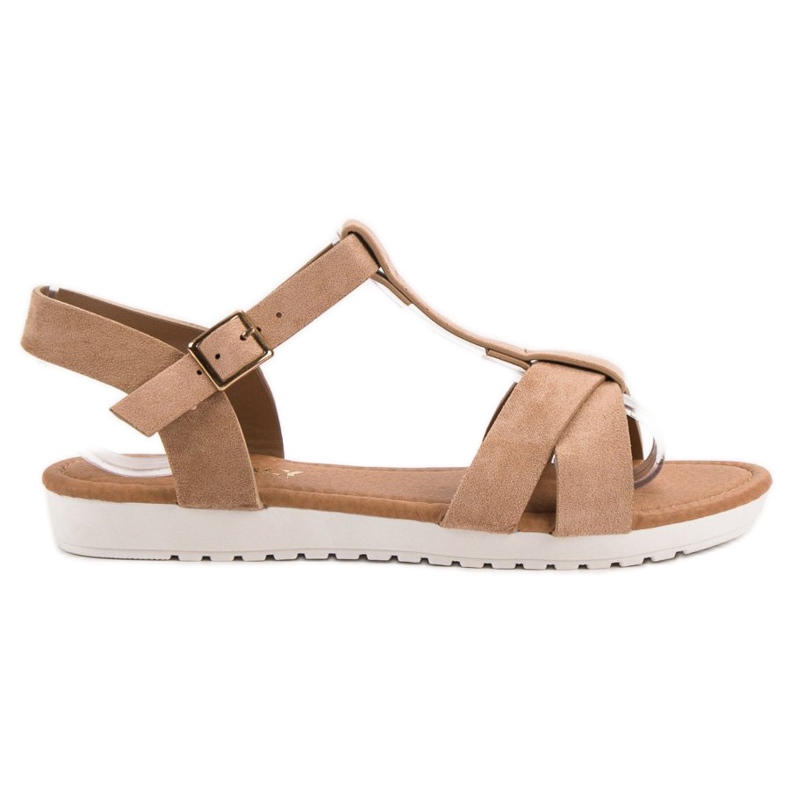 EXQUILY Sandali classici in pelle scamosciata marrone