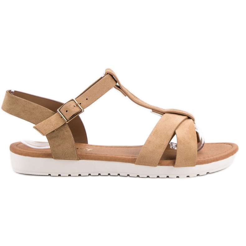 EXQUILY Sandali classici in pelle scamosciata marrone