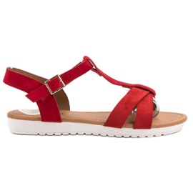 EXQUILY Sandali classici in pelle scamosciata rosso