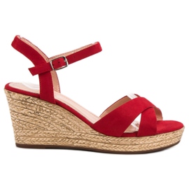 Best Shoes Sandali rossi sulla zeppa rosso