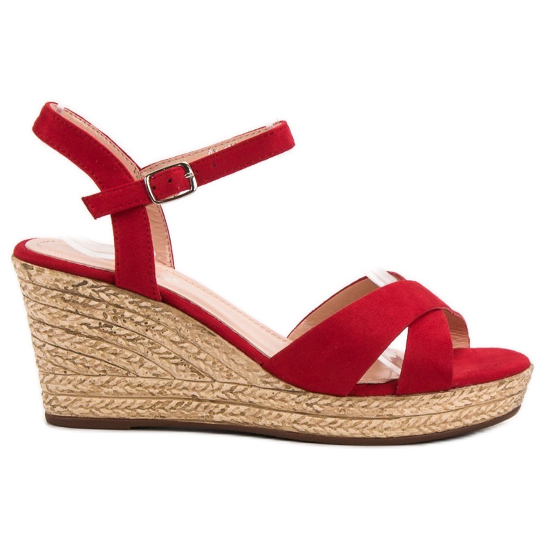 Best Shoes Sandali rossi sulla zeppa rosso