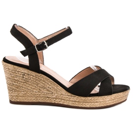 Best Shoes Sandali neri con zeppa nero