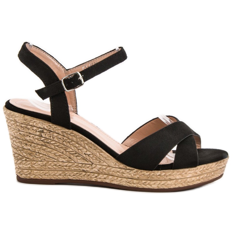 Best Shoes Sandali neri con zeppa nero