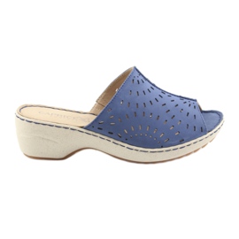 Pantofole da donna con zeppa Caprice 27351 jeans blu