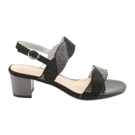 Sergio Leone Sandali sullo sk795 post nero con zirconi