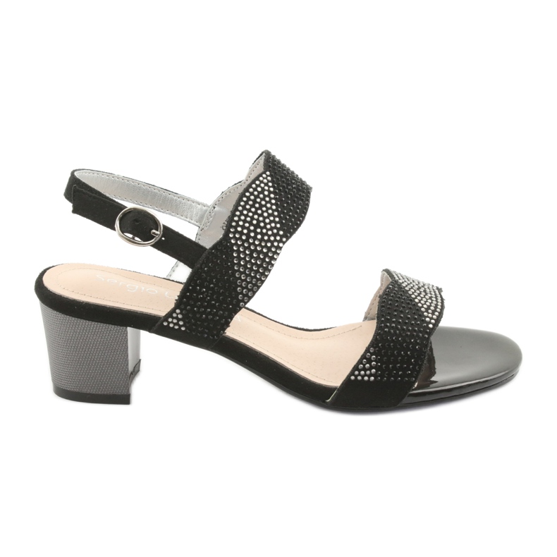 Sergio Leone Sandali sullo sk795 post nero con zirconi