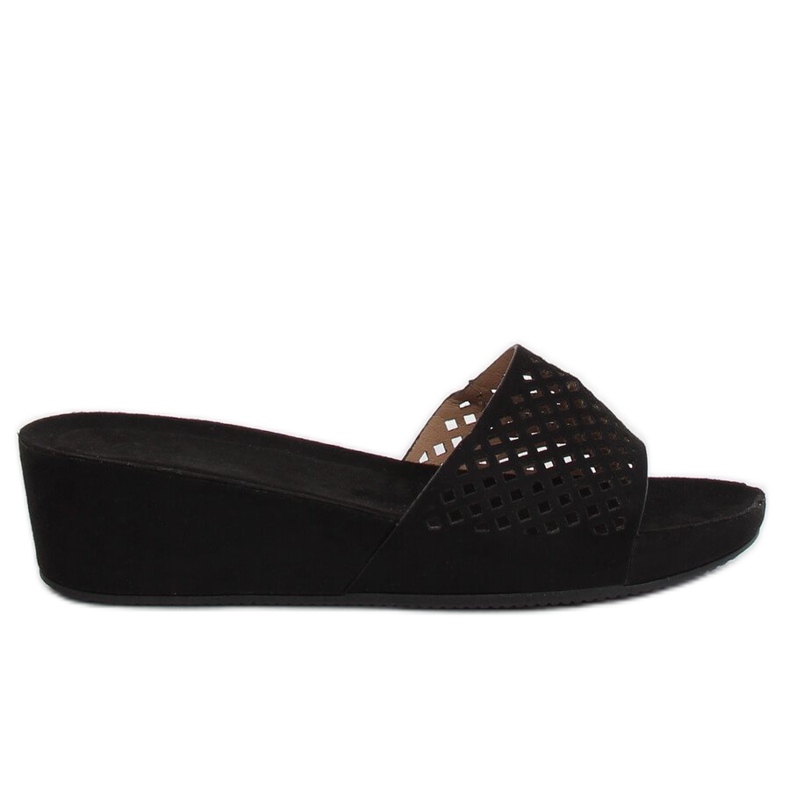 Nero traforato JS-03 Pantofole nere