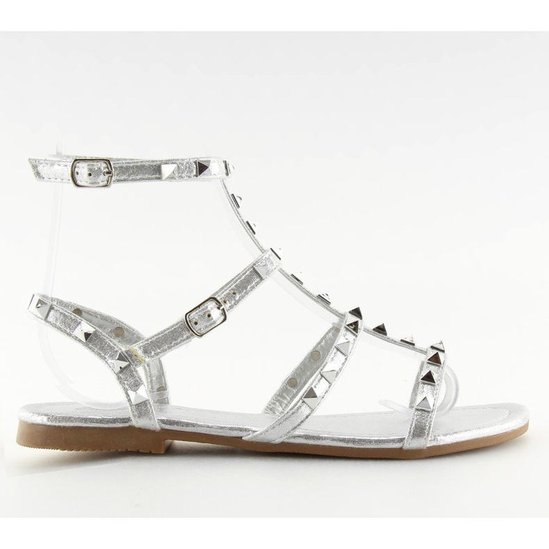 Sandali da donna con borchie argento H56 Silver II-GAT grigio