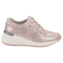 Filippo Sneakers con zeppa in pelle rosa