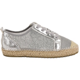 SHELOVET Espadrillas allacciate traforate grigio