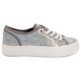 SHELOVET Sneakers Con Glitter grigio