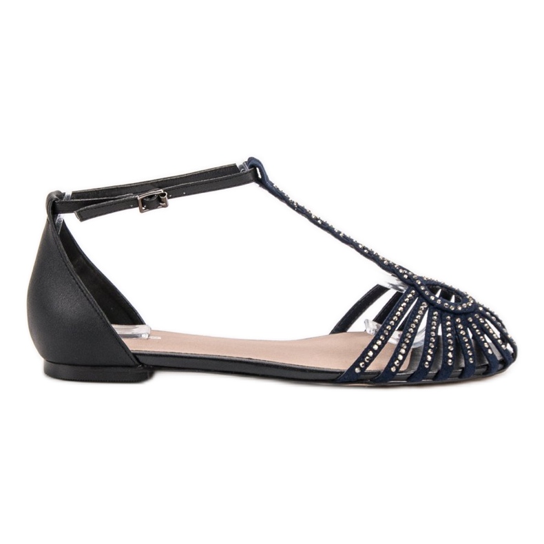 SHELOVET Sandali alla moda con zirconi cubici nero blu