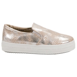 SHELOVET Sneakers Slip On con stampa animalier giallo