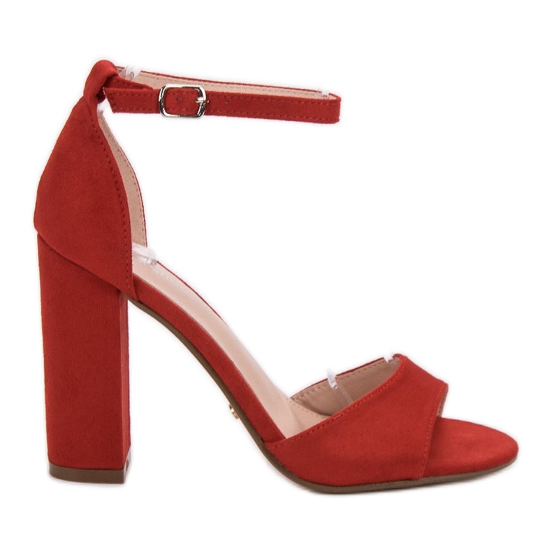 Ideal Shoes Comodi sandali con tacco alto rosso