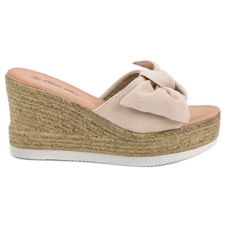 Bello Star Sandali con zeppa in pelle scamosciata beige