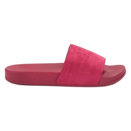 Queen Vivi Comode pantofole in pelle scamosciata rosa