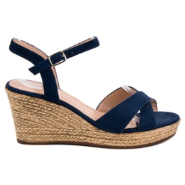 Best Shoes Sandali blu navy con zeppa