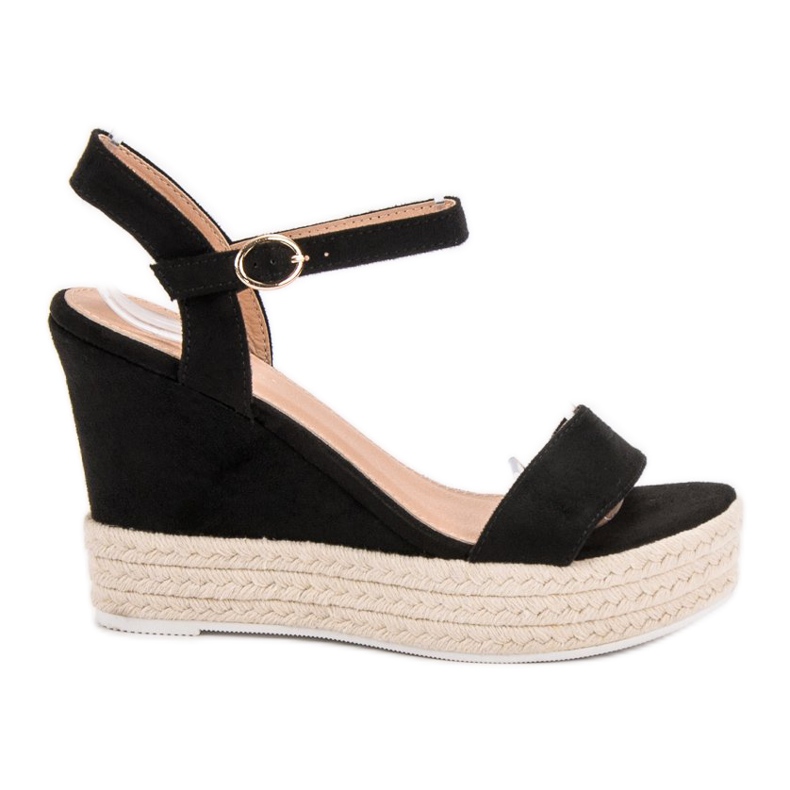 Ideal Shoes Sandali con zeppa alla moda nero