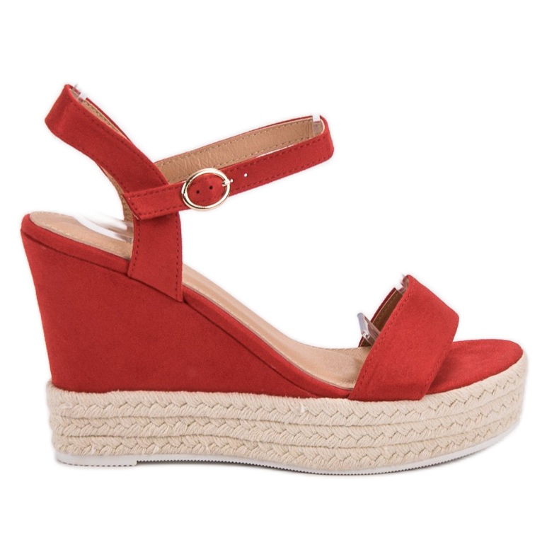 Ideal Shoes Sandali con zeppa alla moda rosso