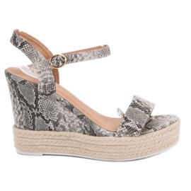 Ideal Shoes Sandali con zeppa alla moda grigio