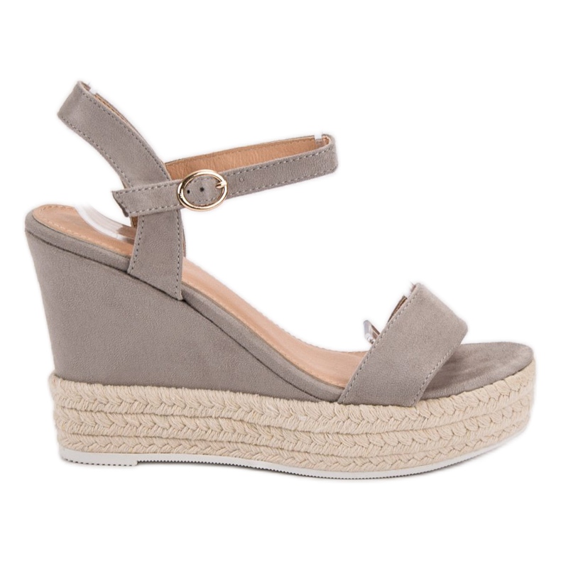 Ideal Shoes Sandali con zeppa alla moda grigio