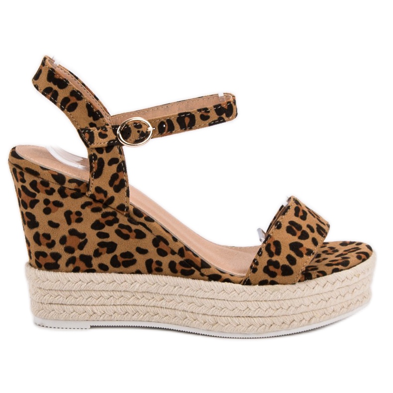 Ideal Shoes Sandali con zeppa alla moda marrone