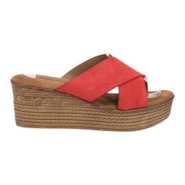 SHELOVET Pantofole rosse con zeppa rosso