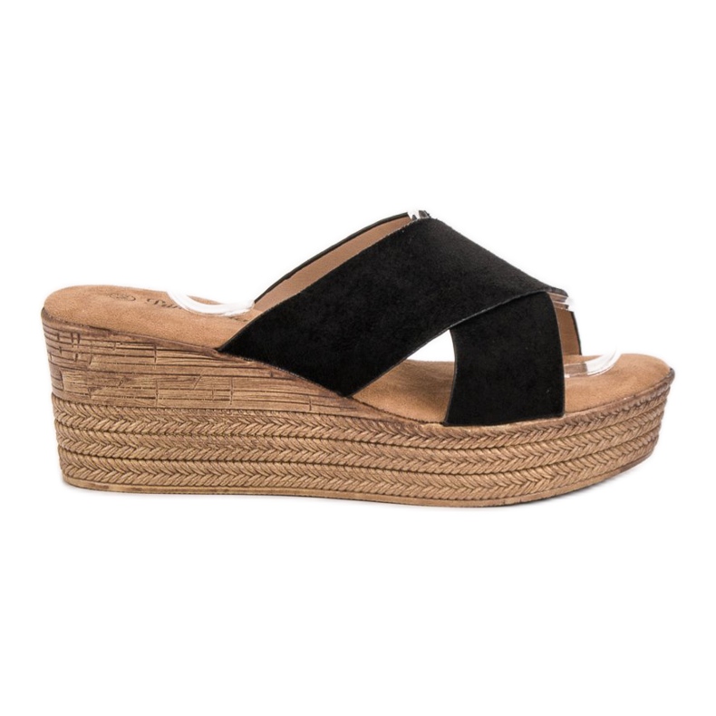 SHELOVET Pantofole con zeppa nere nero