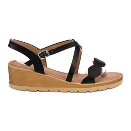 Best Shoes Sandali con zeppa neri nero