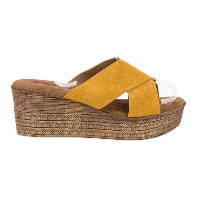 SHELOVET Sandali con zeppa senape giallo
