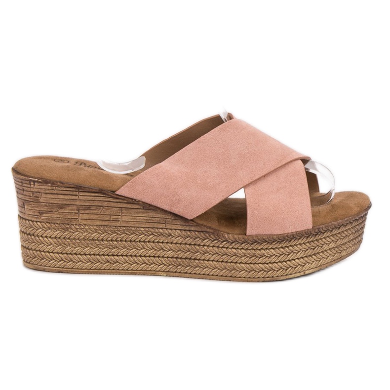 SHELOVET Pantofole con zeppa in polvere rosa