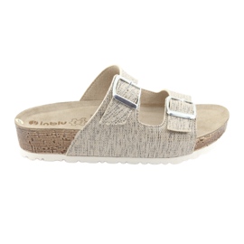 Pantofole donna Inblu NM013 beige con particelle argento marrone grigio