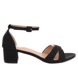 Sandali neri con tacco basso YC892 Black nero