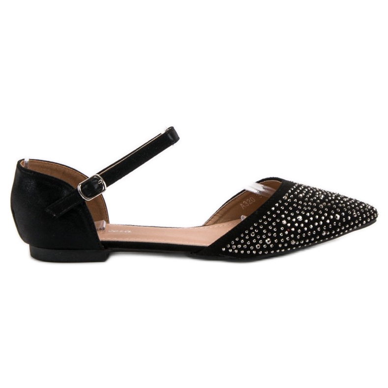 Primavera Ballerine Fissate Con Cubic Zirconia nero