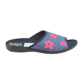 Pantofole da donna con fiori Adanex blu navy rosa
