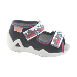 Slifori per bambini di Befado 250p084 blu navy/rosso con un'auto grigio