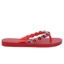 Eleganti infradito con pietre rosse JH69 rosso