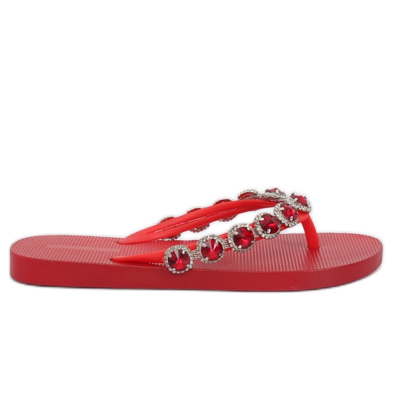 Eleganti infradito con pietre rosse JH69 rosso