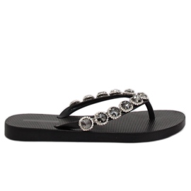 Eleganti infradito nere con pietre JH69 Black nero