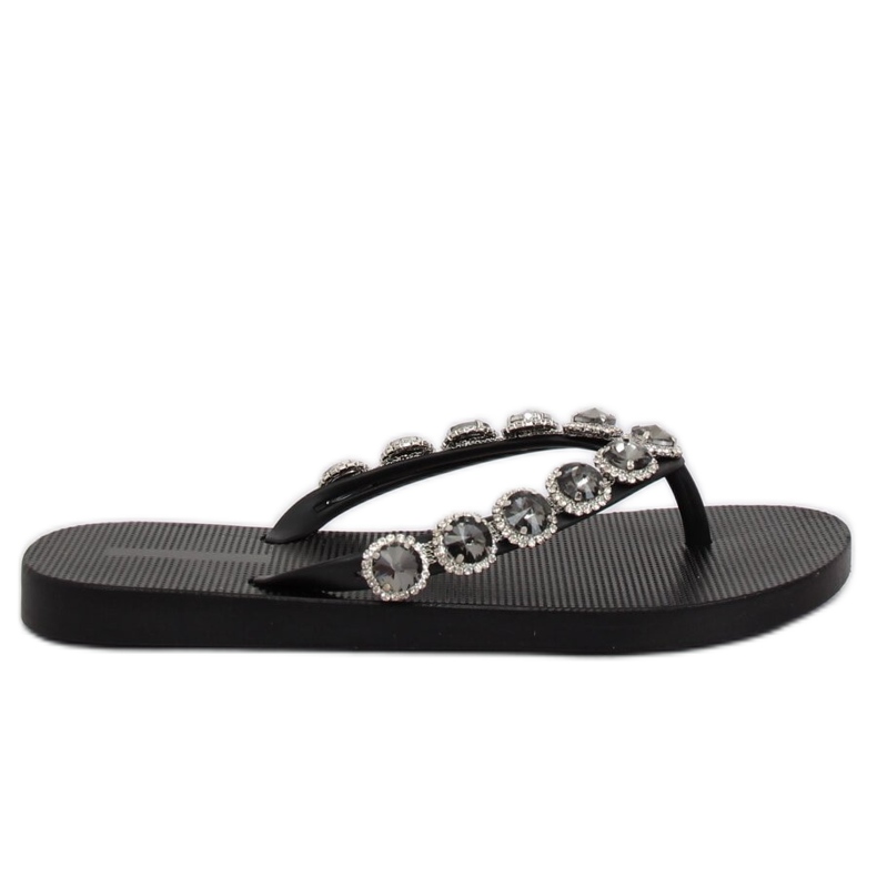 Eleganti infradito nere con pietre JH69 Black nero