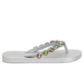 Eleganti infradito con pietre argento JH69 Silver grigio