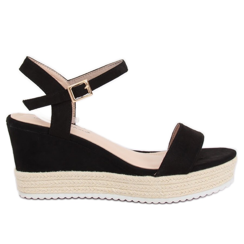 Sandali neri su espadrillas con zeppa nere LY9109 Black nero