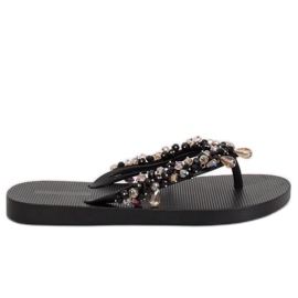 Black JH68 Infradito nere con perline nero