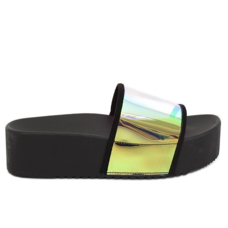 Nero olografico CK81P Pantofole nere giallo