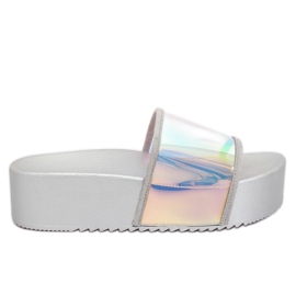 Ciabatte olografiche argento CK81P Silver grigio