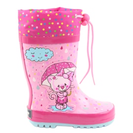 American Club Stivali da pioggia bambino gattino americano blu rosa