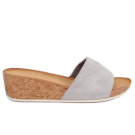 Grigio G233 Pantofole grigie con zeppa